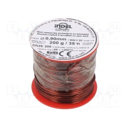 1 rol x INDEL - DN2E0,90-200G - Coil wire, double coated enamelled, 0.9mm, 0.2kg, -65÷200°C