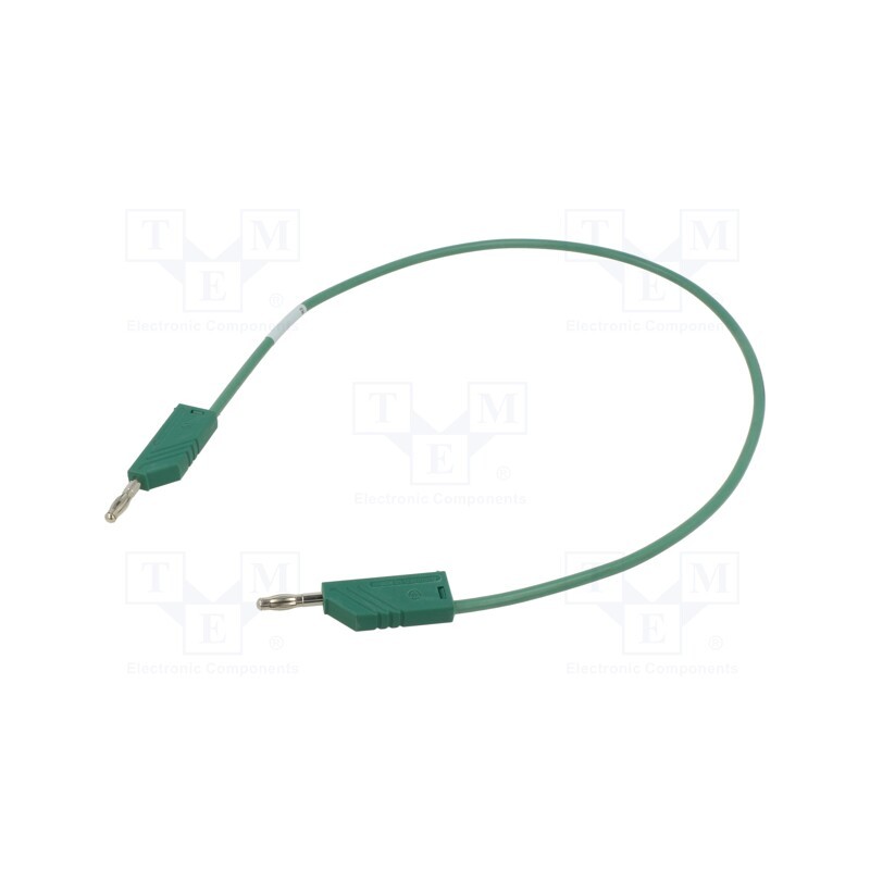 1 pcs x HIRSCHMANN T&M - MLN SIL 50/1 GN - Test lead, 60VDC, 16A, with 4mm axial socket, Len: 0.5m, green