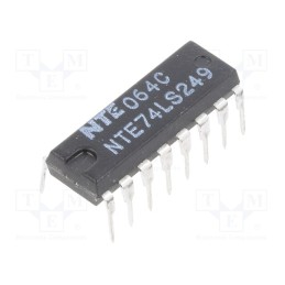 1 pcs x NTE Electronics - NTE74LS249 - IC: digital, BCD to 7-segment,decoder,driver, TTL, THT, DIP16