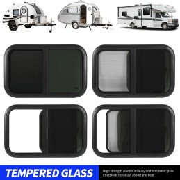 Sliding window rv l800 h450mm tempered glass resistant to hl