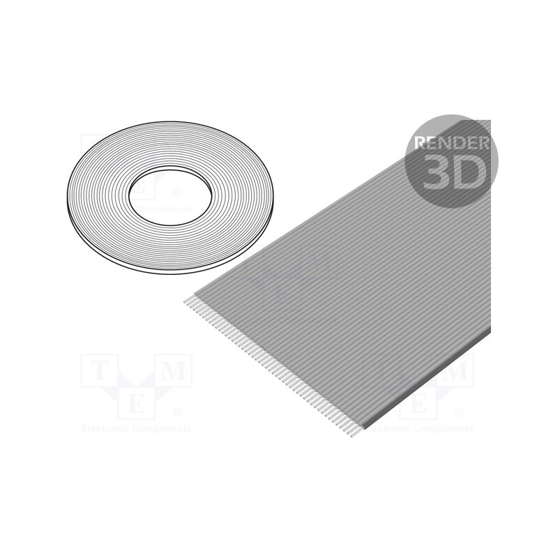 1 rol x 3M - 3756/50 (100FT) - Wire: ribbon, 0.635mm, stranded, Cu, unshielded, grey, 30.5m