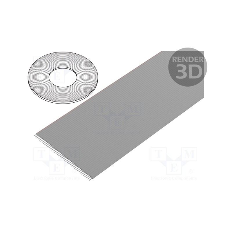 1 rol x 3M - 3801/40 (100FT) - Wire: ribbon, 1.27mm, stranded, Cu, unshielded, PVC, grey, 30.5m