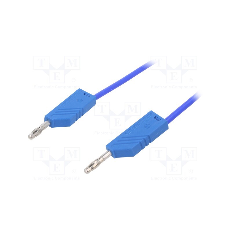 1 pcs x HIRSCHMANN T&M - MLN SIL 50/1 BL - Test lead, 60VDC, 16A, with 4mm axial socket, Len: 0.5m, blue