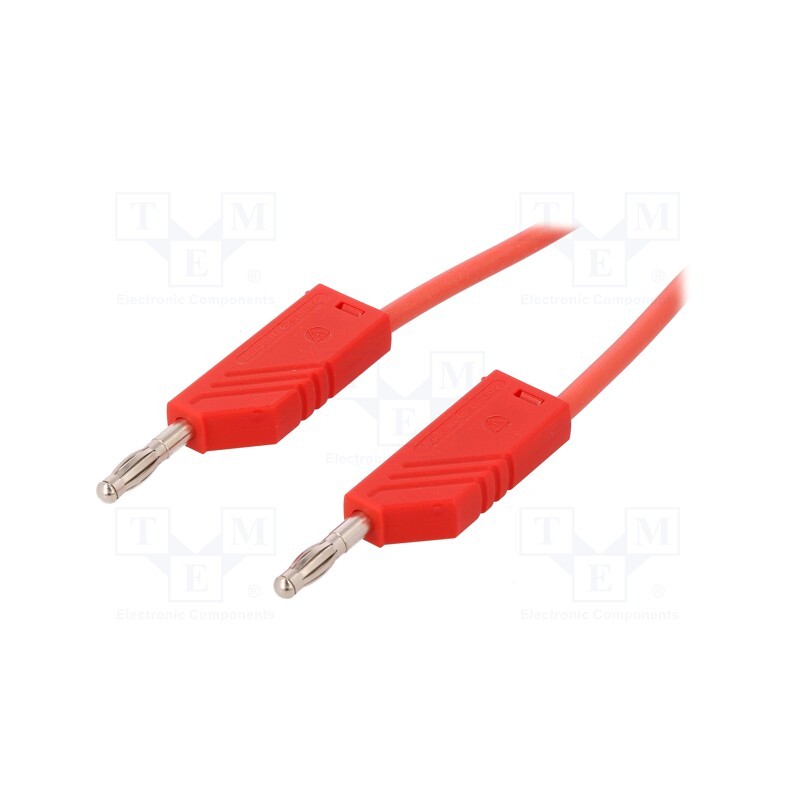 1 pcs x HIRSCHMANN T&M - MLN SIL 50/1 RT - Test lead, 60VDC, 16A, with 4mm axial socket, Len: 0.5m, red