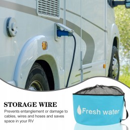 A bag for storing a variety of metal rv water hose fittings