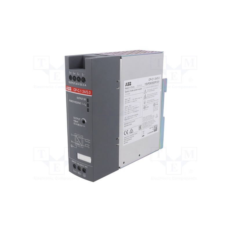 1 pcs x ABB - 1SVR360563R1001 - Power supply: switched-mode, for DIN rail, 120W, 24VDC, 5A, OUT: 1