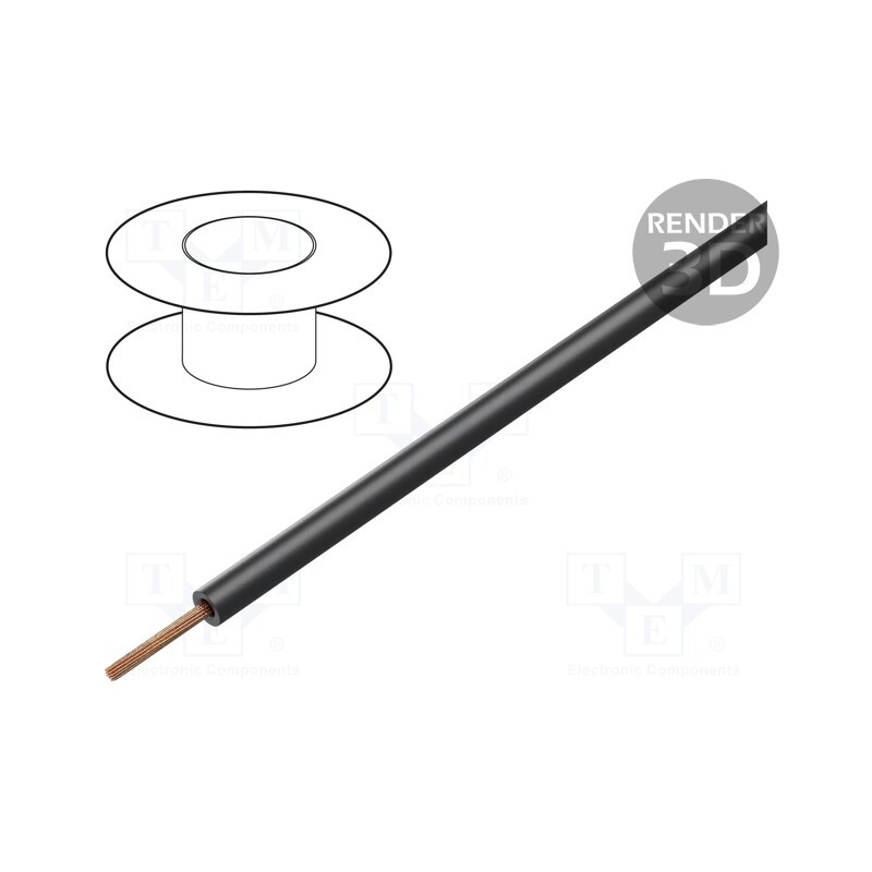 1 rol x DONAU ELEKTRONIK - 125-S25-1 - Wire, stranded, Cu, 0.25mm2, PVC, black, 100V, 25m, Class: 5