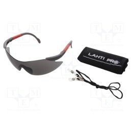 1 pcs x LAHTI PRO - 46038 - Safety spectacles, Lens: gray, Features: regulated, Kit: case