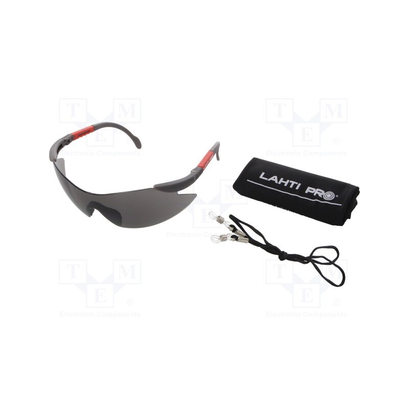 1 pcs x LAHTI PRO - 46038 - Safety spectacles, Lens: gray, Features: regulated, Kit: case