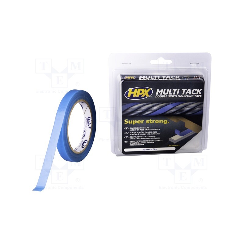 1 rol x HPX - PA1205 - Tape: fixing, W: 12mm, L: 5m, Thk: 0.8mm, double-sided, max.75°C