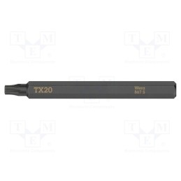 1 pcs x WERA - 5018167001 - Screwdriver bit, Torx®, TX20, Overall len: 70mm, Mounting: 1/4'