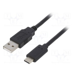 1 pcs x GEMBIRD - CCP-USB2-AMCM-1M - Cable, USB 2.0, USB A plug,USB C plug, gold-plated, 1m, black, PVC