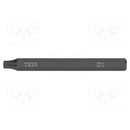 1 pcs x WERA - 5018168001 - Screwdriver bit, Torx®, TX25, Overall len: 70mm, Mounting: 1/4'