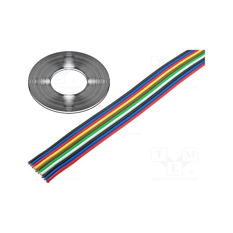 1 m x BQ CABLE - TLWY10/0.75 - Wire: ribbon, 10x0.75mm2, stranded, Cu, unshielded, PVC, 500V, 25m
