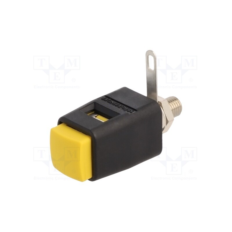 1 pcs x SCHu00dcTZINGER - SDK 504 / GE - Laboratory clamp, yellow, 70VDC, 16A, screw, nickel, polyamide