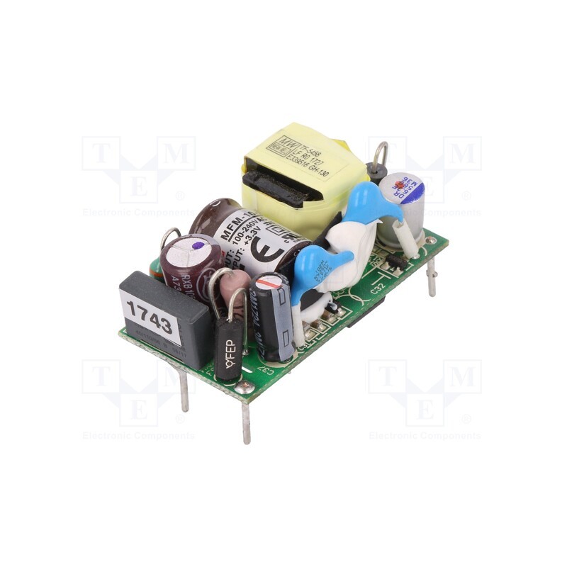 1 pcs x MEAN WELL - MFM-10-3.3 - 8W, 80÷264VAC, OUT: 1, 3.3VDC, 2.5A, -30÷85°C, PCB, 78%, MFM-10