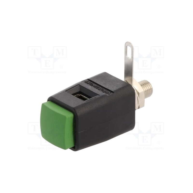 1 pcs x SCHu00dcTZINGER - SDK 504 / GN - Laboratory clamp, green, 70VDC, 16A, screw, nickel, polyamide, 29mm