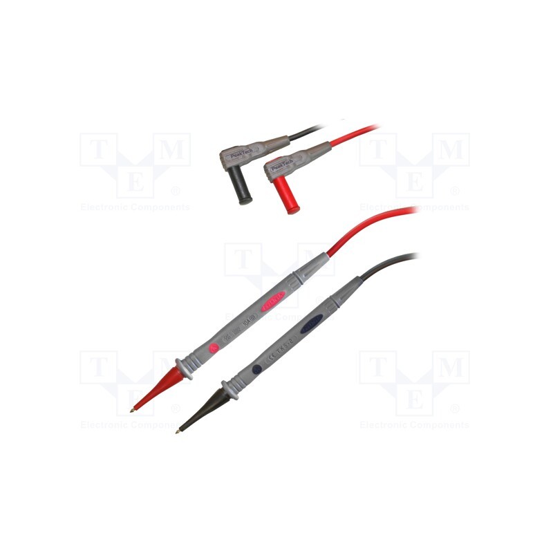 1 set x PEAKTECH - TKS-2 - Test leads, Inom: 10A, Len: 1.2m, insulated, black,red, 2pcs.
