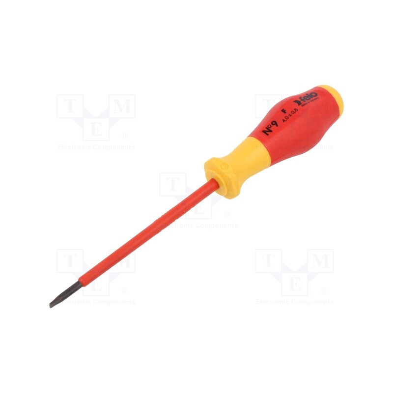 1 pcs x FELO - 913 040 90 - Screwdriver, insulated, slot, 4,0x0,8mm