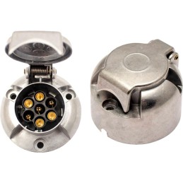 Metal trailer socket, 7-pin, 7-pin, aluminum