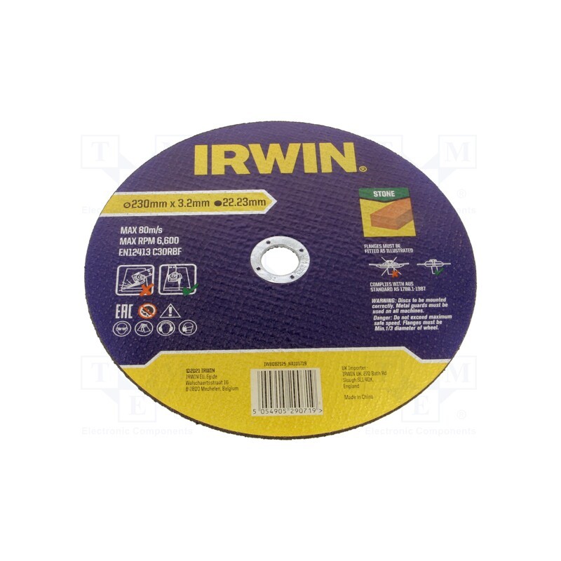 1 pcs x IRWIN - IW8082125 - Cutting wheel, Ø: 230mm, Øhole: 22.23mm