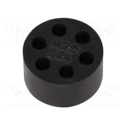 1 pcs x HELUKABEL - HELUTOP HT-MFDE M25 6X4 - Insert for gland, 4mm, M25, IP68, NBR rubber, Holes no: 6, HT-MFDE