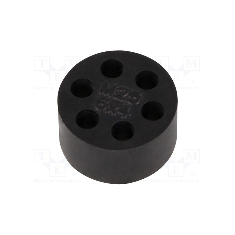 1 pcs x HELUKABEL - HELUTOP HT-MFDE M25 6X4 - Insert for gland, 4mm, M25, IP68, NBR rubber, Holes no: 6, HT-MFDE