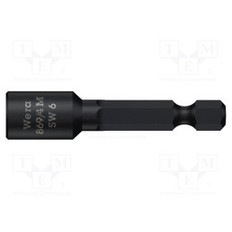 1 pcs x WERA - 5060421001 - Screwdriver bit, 6-angles socket, Socket: HEX 6mm, with magnet
