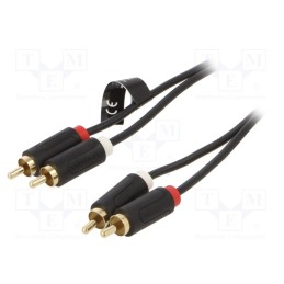 1 pcs x VENTION - BCMBJ - Cable, RCA plug x2,both sides, 5m, Plating: gold-plated, black