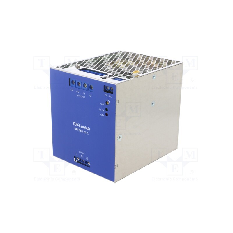 1 pcs x TDK-LAMBDA - DRF960-24-1 - Power supply: switched-mode, for DIN rail, 960W, 24VDC, 40A, 95%