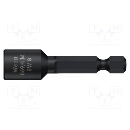 1 pcs x WERA - 5060423001 - Screwdriver bit, 6-angles socket, Socket: HEX 8mm, with magnet