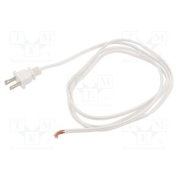 1 pcs x Qualtek Electronics - 221001-08 - Cable, 2x18AWG, NEMA 1-15 (A) plug,wires, PVC, 1.8m, white, 10A