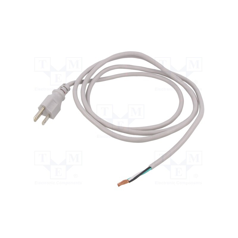 1 pcs x Qualtek Electronics - 211011-06 - Cable, 3x18AWG, NEMA 5-15 (B) plug,wires, PVC, 1.8m, grey, 10A