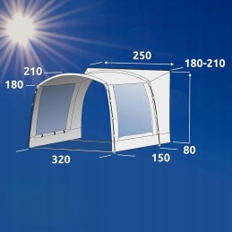 Vestibule tent roofing for a camper van 3 2 m