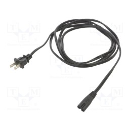 1 pcs x Qualtek Electronics - 223021-01 - Cable, 2x18AWG, IEC C7 female,NEMA 1-15 (A) plug, PVC, 2.4m, 7A