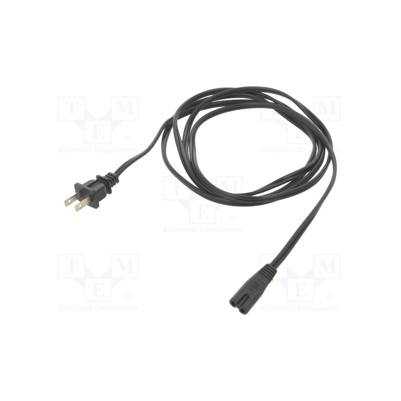 1 pcs x Qualtek Electronics - 223021-01 - Cable, 2x18AWG, IEC C7 female,NEMA 1-15 (A) plug, PVC, 2.4m, 7A