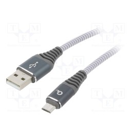 1 pcs x GEMBIRD - CC-USB2B-AMMBM-2M-WB2 - Cable, USB 2.0, USB A plug,USB B micro plug, gold-plated, 2m