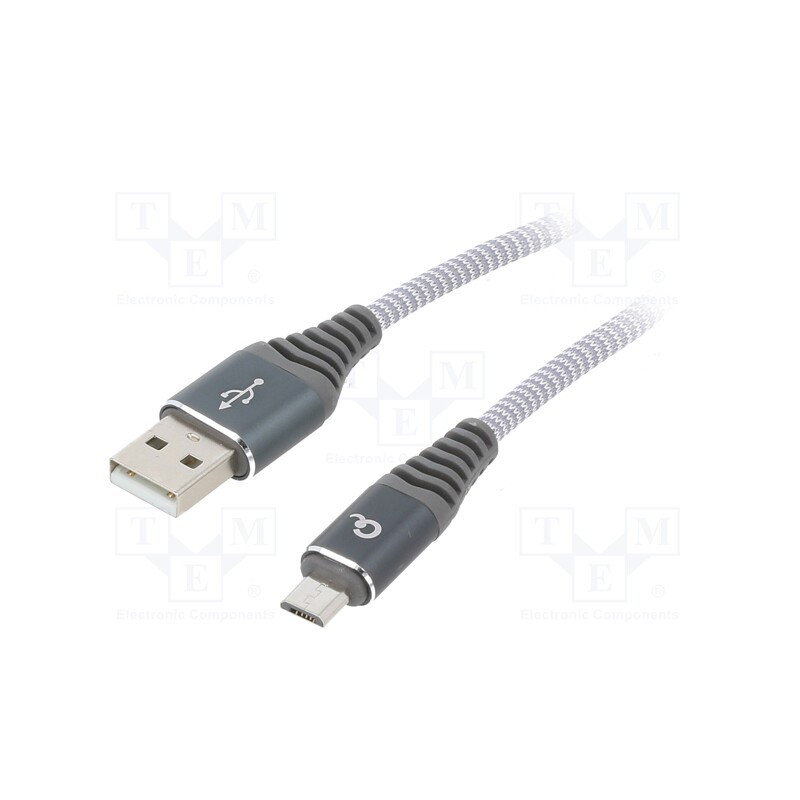1 pcs x GEMBIRD - CC-USB2B-AMMBM-2M-WB2 - Cable, USB 2.0, USB A plug,USB B micro plug, gold-plated, 2m