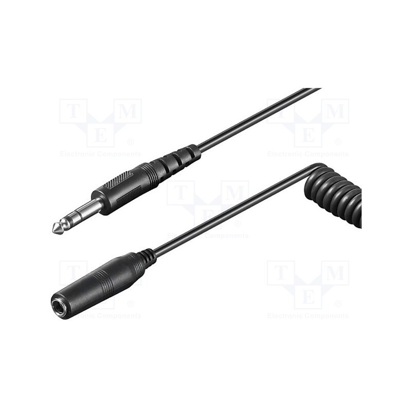 1 pcs x Goobay - 50016 - Cable, Jack 6,3mm socket,Jack 6,3mm plug, 5m, black, Øout: 4mm