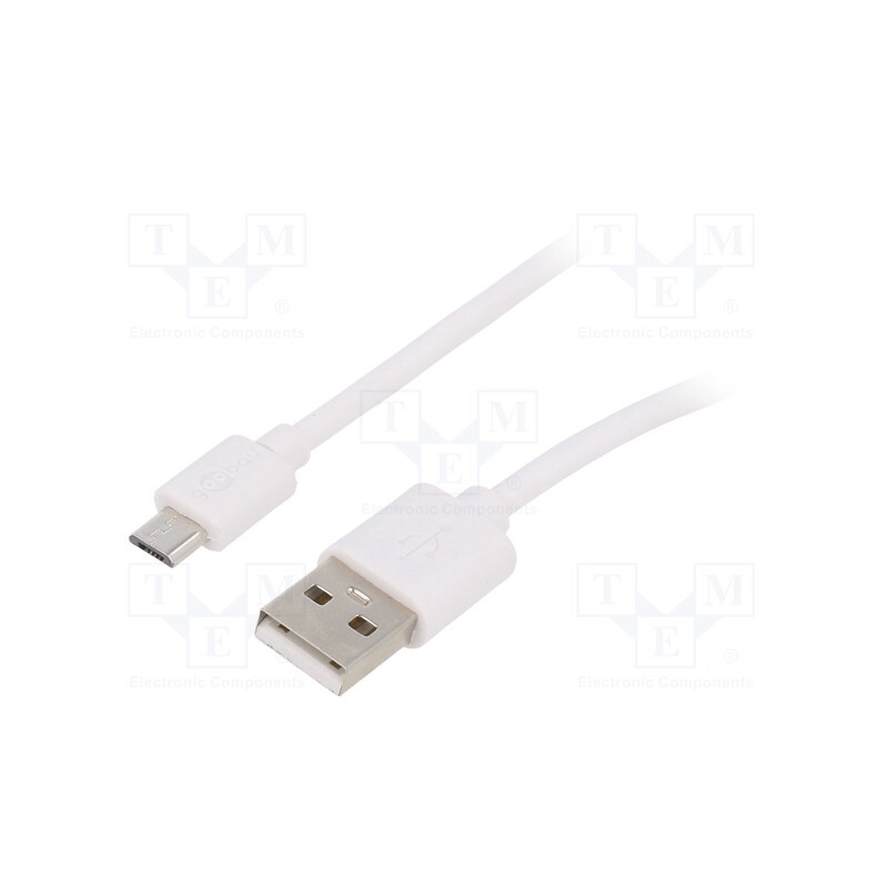 1 pcs x Goobay - 38666 - Cable, USB 2.0, USB A plug,USB B micro plug, 2m, white