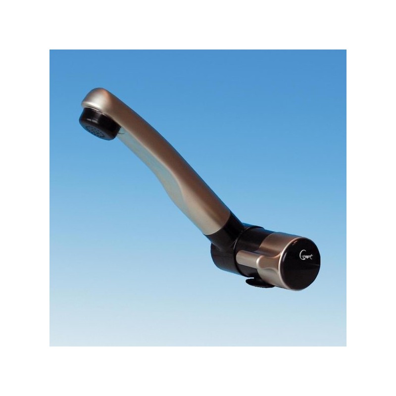 London trailer faucet, matt black, gold comet