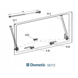 Dometic Seitz S6 window handle, locking lock with right button