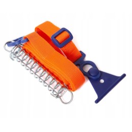 Tension belt with spring for peggy peg awning