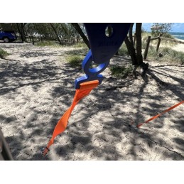 Tension belt with spring for peggy peg awning