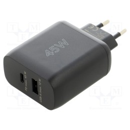 1 pcs x Goobay - 65411 - Power supply: switched-mode, plug, 5VDC,, 45W, Plug: EU, 85.9%