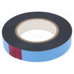 1 rol x - 4234 PIANKOWA 0,8 MM 25MM-10M - Tape: fixing, W: 25mm, L: 10m, Thk: 0.8mm, two-sided adhesive, black
