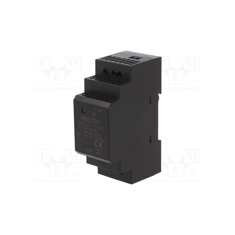 1 pcs x AIMTEC - AMED30-15SNZ - Power supply: switched-mode, for DIN rail, 30W, 15VDC, 2A, 89%