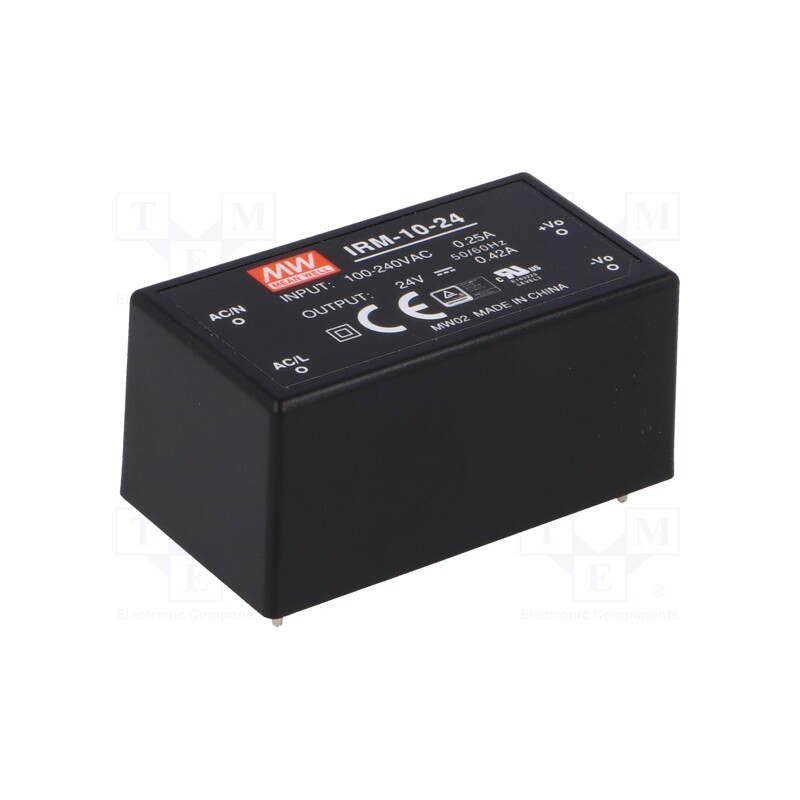 1 pcs x MEAN WELL - IRM-10-24 - Converter: AC/DC, 10.08W, 85÷264VAC, Usup: 120÷370VDC, Uout: 24VDC
