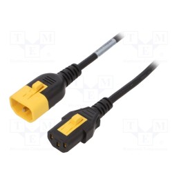 1 pcs x SCHURTER - 3-100-361 - Cable, 3x18AWG, IEC C13 female,IEC C14 male, PVC, 3m, black, 10A