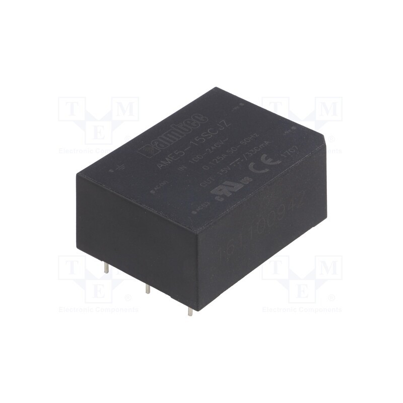 1 pcs x AIMTEC - AME5-15SCJZ - Converter: AC/DC, 5W, 85÷264VAC, Usup: 120÷370VDC, Uout: 15VDC, 80%
